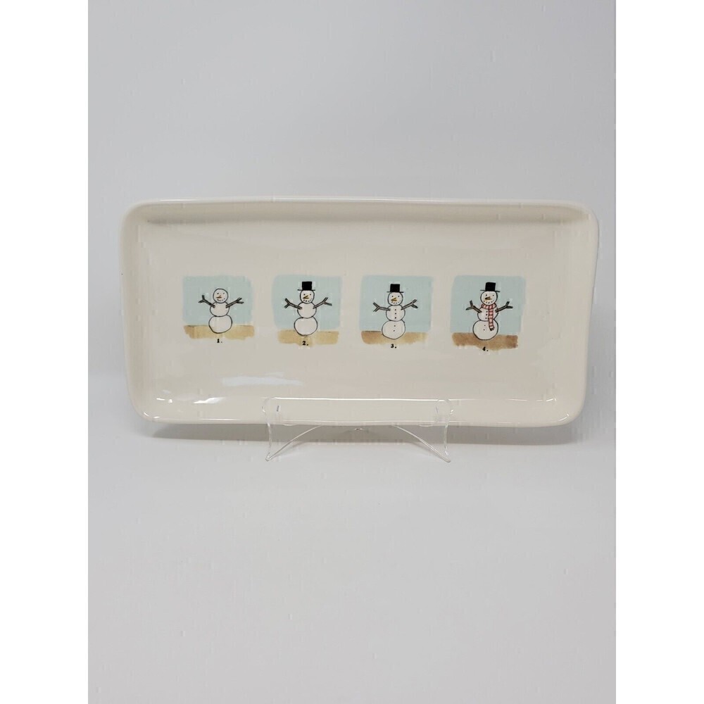 RAE DUNN ARTISAN COLLECTION BY MAGENTA SNOWMAN HOLIDAY PLATTER TRAY CHRISTMAS...